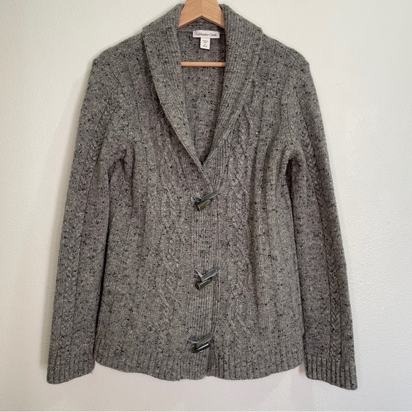 Coldwater Creek Sweaters - Coldwater Creek Wool Blend Shawl Neck Toggle Cardigan Sweater - Gray
